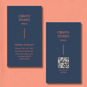 Carte De Visite Code QR bleu orange minimaliste moderne