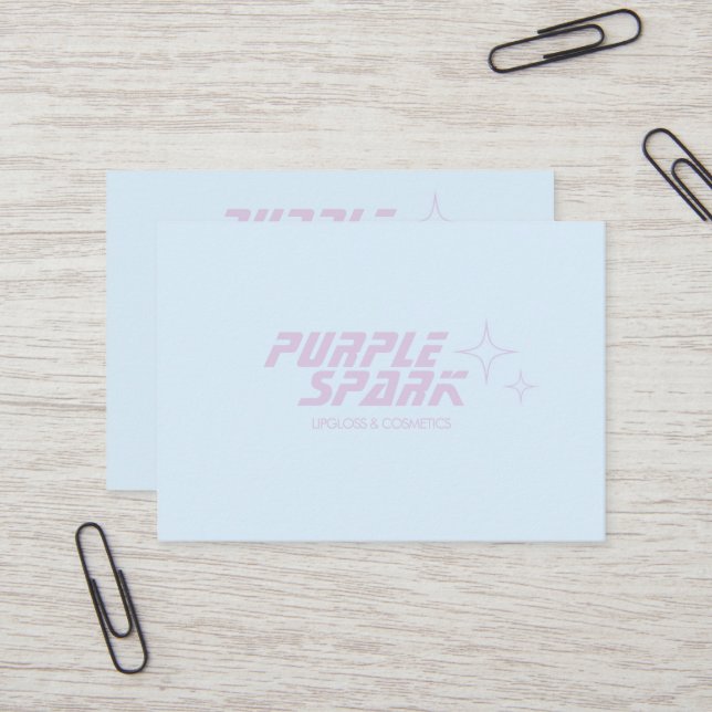 Carte De Visite Code QR bleu violet pour petites entreprises (Devant/Arrière en situation)