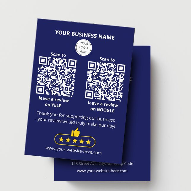 Carte De Visite Code QR Blue Business Review GOOGLE et YELP (Créateur téléchargé)