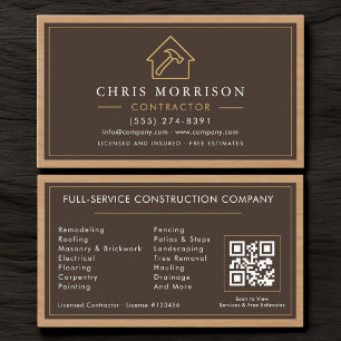 Carte De Visite Code QR Bois Construction de Bâtiments