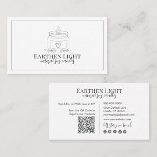 Carte De Visite Code QR botanique de bougie minimaliste et moderne