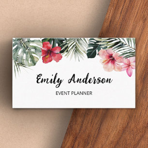 Carte De Visite Code QR botanique floral tropical aquarelle