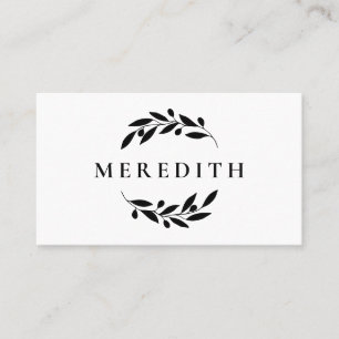 Carte De Visite Code QR botanique minimaliste noir et blanc