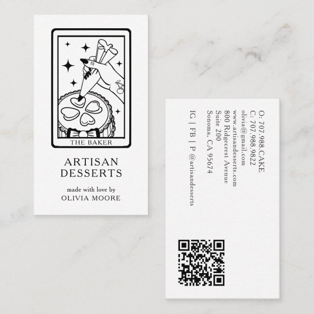 Carte De Visite Code QR Boulangerie Artisanale de Tarot Dessert Ro (Devant / Derrière)