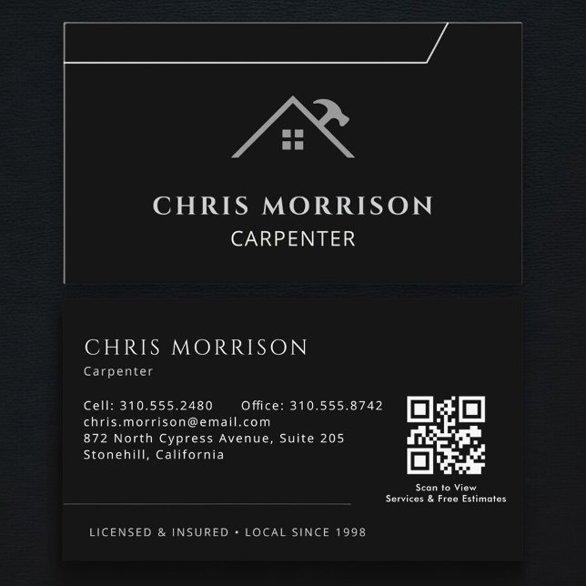 Carte De Visite Code QR Bricoleur Menuisier Charpenterie (Créateur téléchargé)