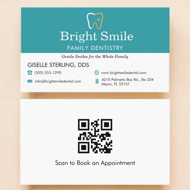 Carte De Visite Code QR Cabinet Dentaire Dentisterie  (Créateur téléchargé)