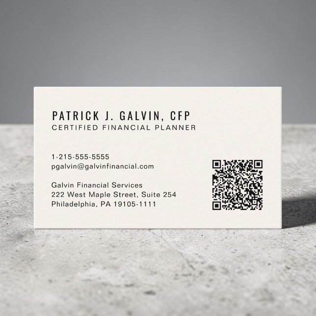 Carte De Visite Code QR CFP Certified Financial Planner (CFP Certified Financial Planner QR Code Business Card)