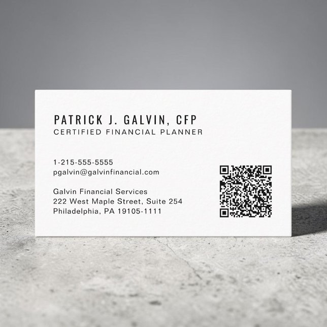 Carte De Visite Code QR CFP Certified Financial Planner (CFP Certified Financial Planner QR Code Business Card)