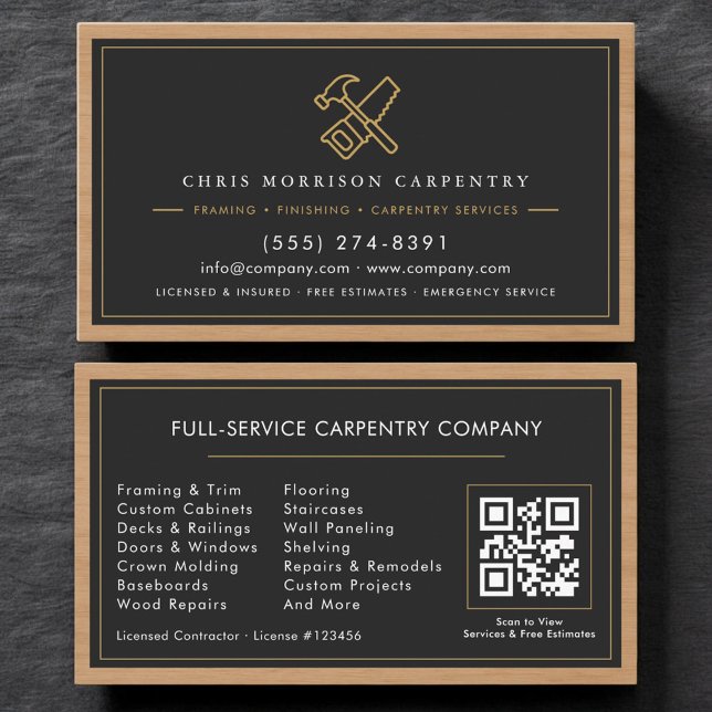 Carte de visite Code QR Charpentier Services de me (Créateur téléchargé)