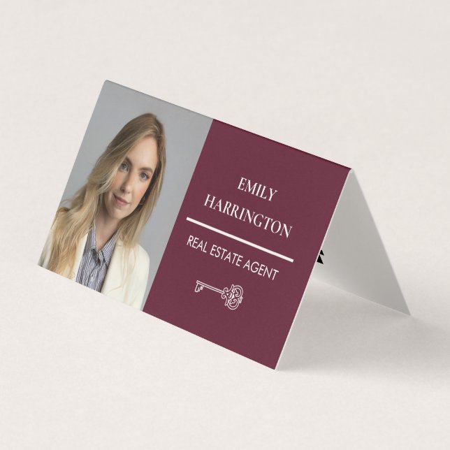 Carte De Visite Code QR Clé Classique Agent Immobilier Marron (Devant)
