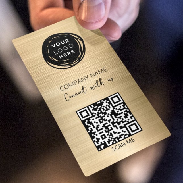 Carte De Visite Code QR Code de l'entreprise Logo Or (Créateur téléchargé)