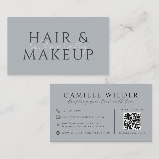 Carte De Visite Code QR Coiffure Et Maquillage Neutre (Devant / Derrière)