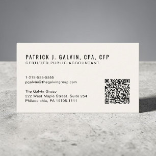 Carte De Visite Code QR Comptable CPA Crème