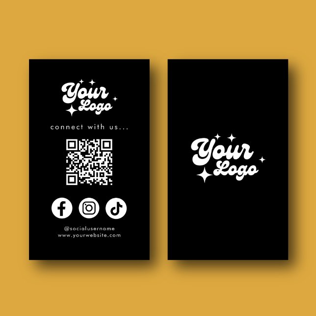 Carte De Visite Code QR Connectez-vous avec nous Noir (Créateur téléchargé)