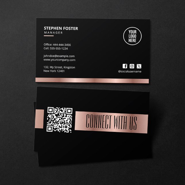 Carte De Visite Code QR Connectez-vous avec nous sur les médias so (Créateur téléchargé)