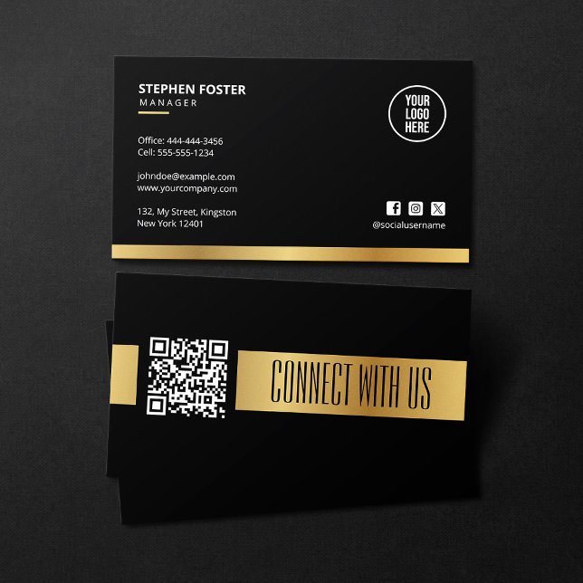 Carte De Visite Code QR Connectez-vous avec nous sur les médias so (Créateur téléchargé)