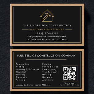 Carte De Visite Code QR Construction Bois Bricoleur