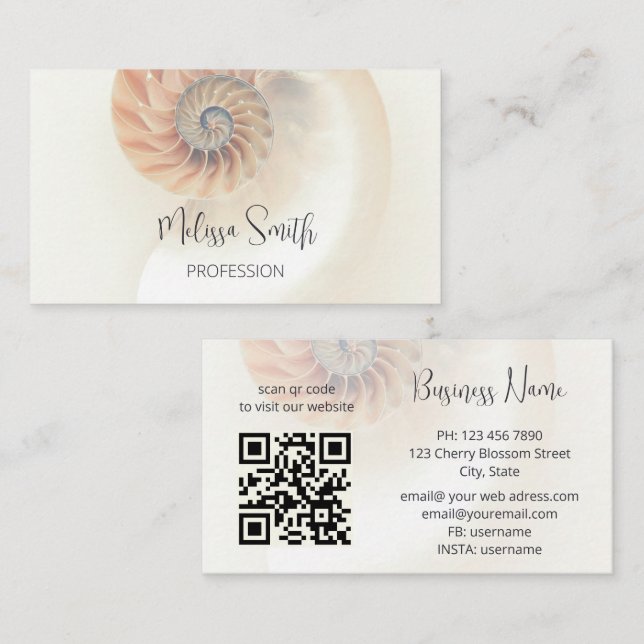 Carte De Visite Code QR | Coquille élégante Professionnel (Devant / Derrière)