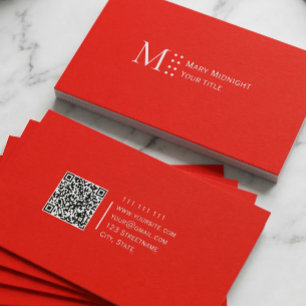 Carte De Visite Code QR Couleur Uni Rouge Pomme Bonbon Moderne