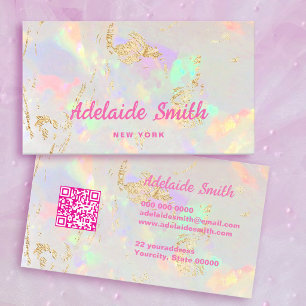 Carte De Visite code QR couleurs pastel texture opale