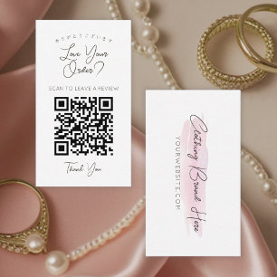 Carte De Visite Code QR Coup de Pinceau Rose Aquarelle Laissez un 