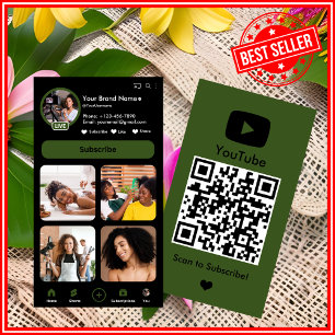 Carte De Visite Code QR Créateur Influenceur Vlogueur YouTube Trèf