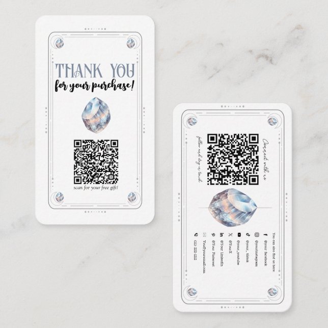 Carte De Visite Code QR Crystal iridescent Moonstone pour les rése (Devant / Derrière)