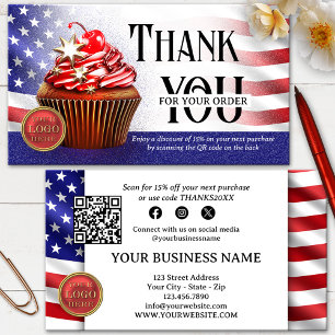 Carte De Visite Code QR Cupcake Drapeau USA Merci pour votre comma