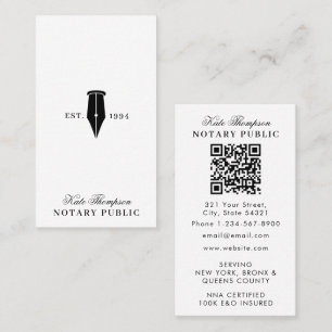 Carte De Visite Code QR d'agent de signature de notaire élégant et