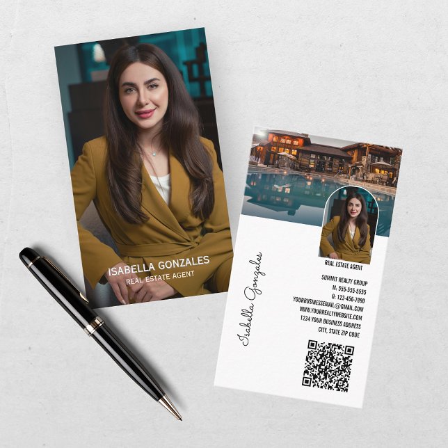 Carte De Visite Code QR d'agent immobilier de collage de photo mod (Créateur téléchargé)