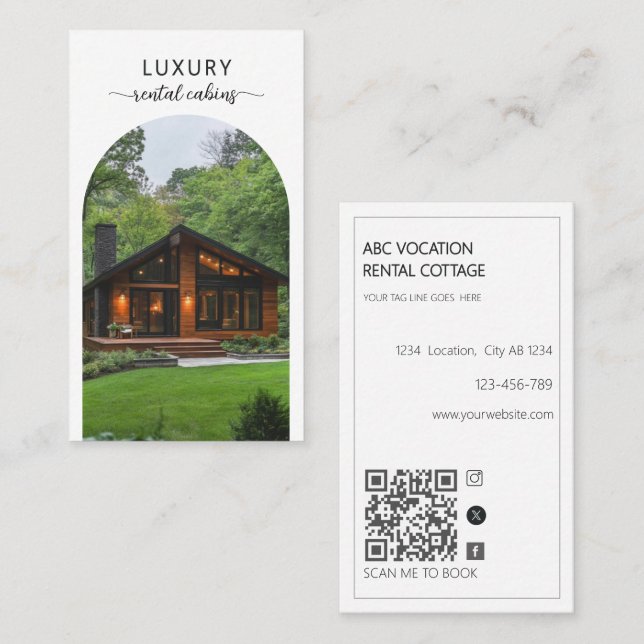 Carte De Visite Code QR d'arche moderne Location de vacances Maiso (Devant / Derrière)