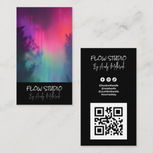 Carte De Visite Code QR d'art fluide vibrant modifiable