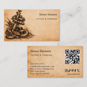 Carte De Visite Code QR d'artiste de tatouage