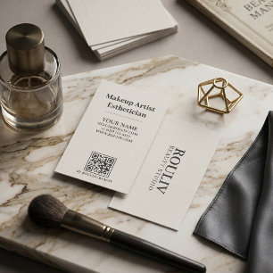 Carte De Visite Code QR d'artiste en maquillage minimaliste charbo