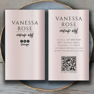 Carte De Visite Code QR d'artiste en maquillage rose pâle minimali