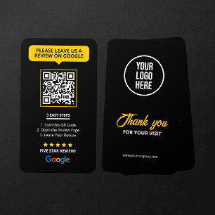 Carte De Visite Code QR de avis Google Business Review en noir