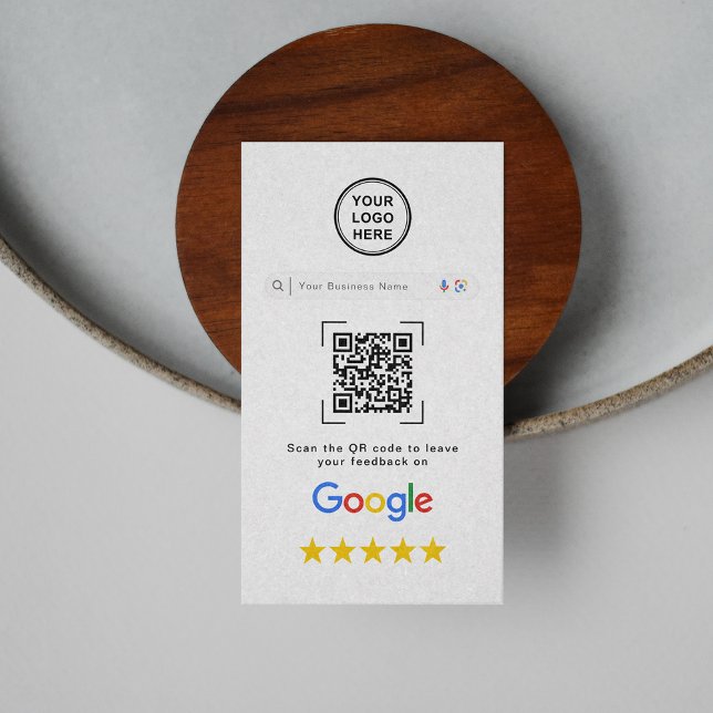 Carte De Visite Code QR de avis Google moderne et élégant (Créateur téléchargé)