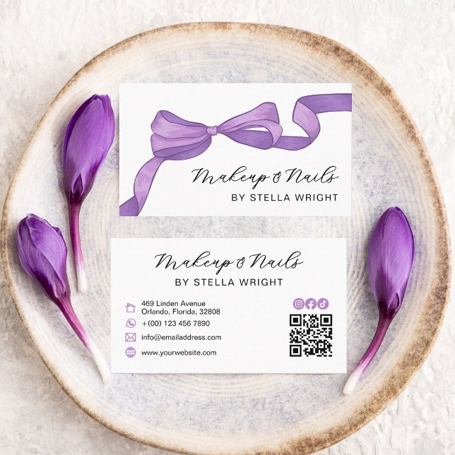 Carte De Visite Code QR de Beauté Arc-en-ciel Violet Coquette (Créateur téléchargé)