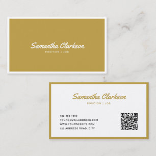 Carte De Visite Code QR de bordure de script Cursive or moderne si