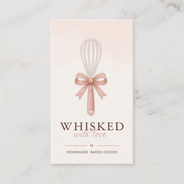 Carte De Visite Code QR de boulangerie à domicile rose pâle élégan (Devant)