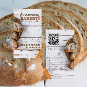 Carte De Visite Code QR de Boulangerie Locale Rustique Maison
