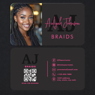 Carte De Visite Code QR de branding de styliste de tresses