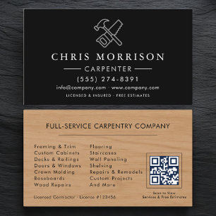 Carte De Visite Code QR de charpentier menuisier