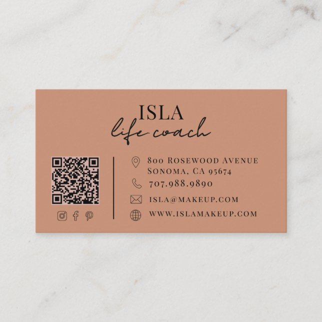 Carte De Visite Code QR de coach de vie moderne (Devant)