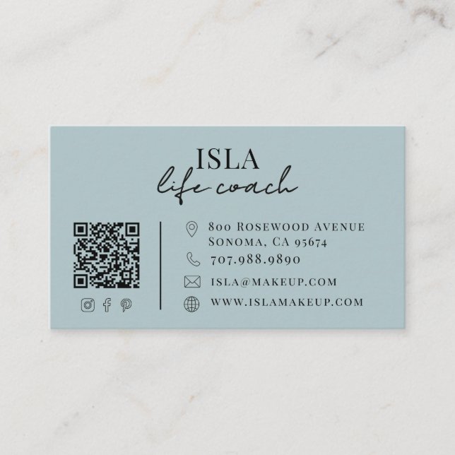 Carte De Visite Code QR de coach de vie moderne (Devant)