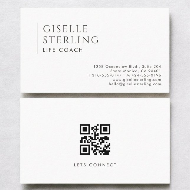 Carte De Visite Code QR de coach de vie moderne professionnel (Créateur téléchargé)