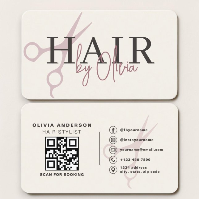 Carte De Visite Code QR de coiffeur (Créateur téléchargé)