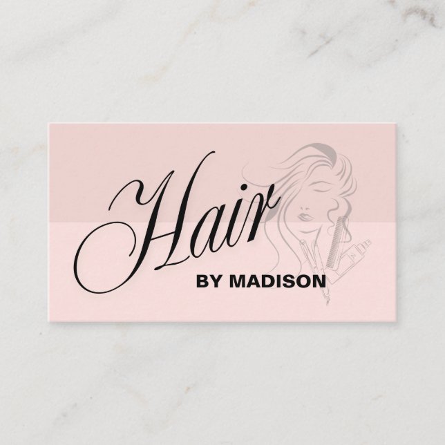 Carte De Visite Code QR de coiffeur Rose Brumeuse  (Devant)