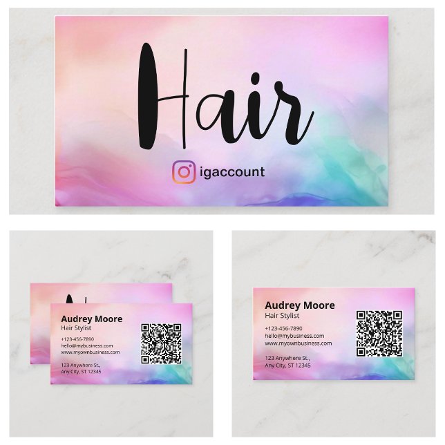 Carte De Visite Code QR de coiffeur Salon de coiffure (Hair Stylist QR Code Hair Salon Business Card
)