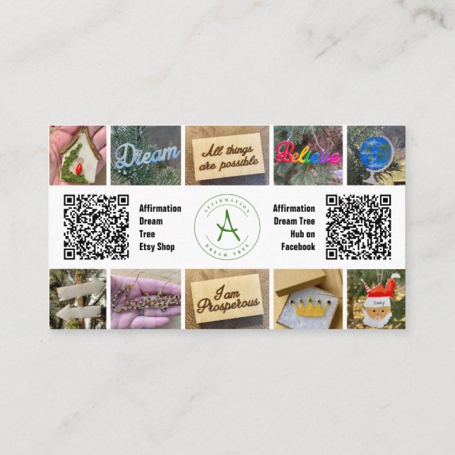 Carte De Visite Code QR de collage de photos (Dos)